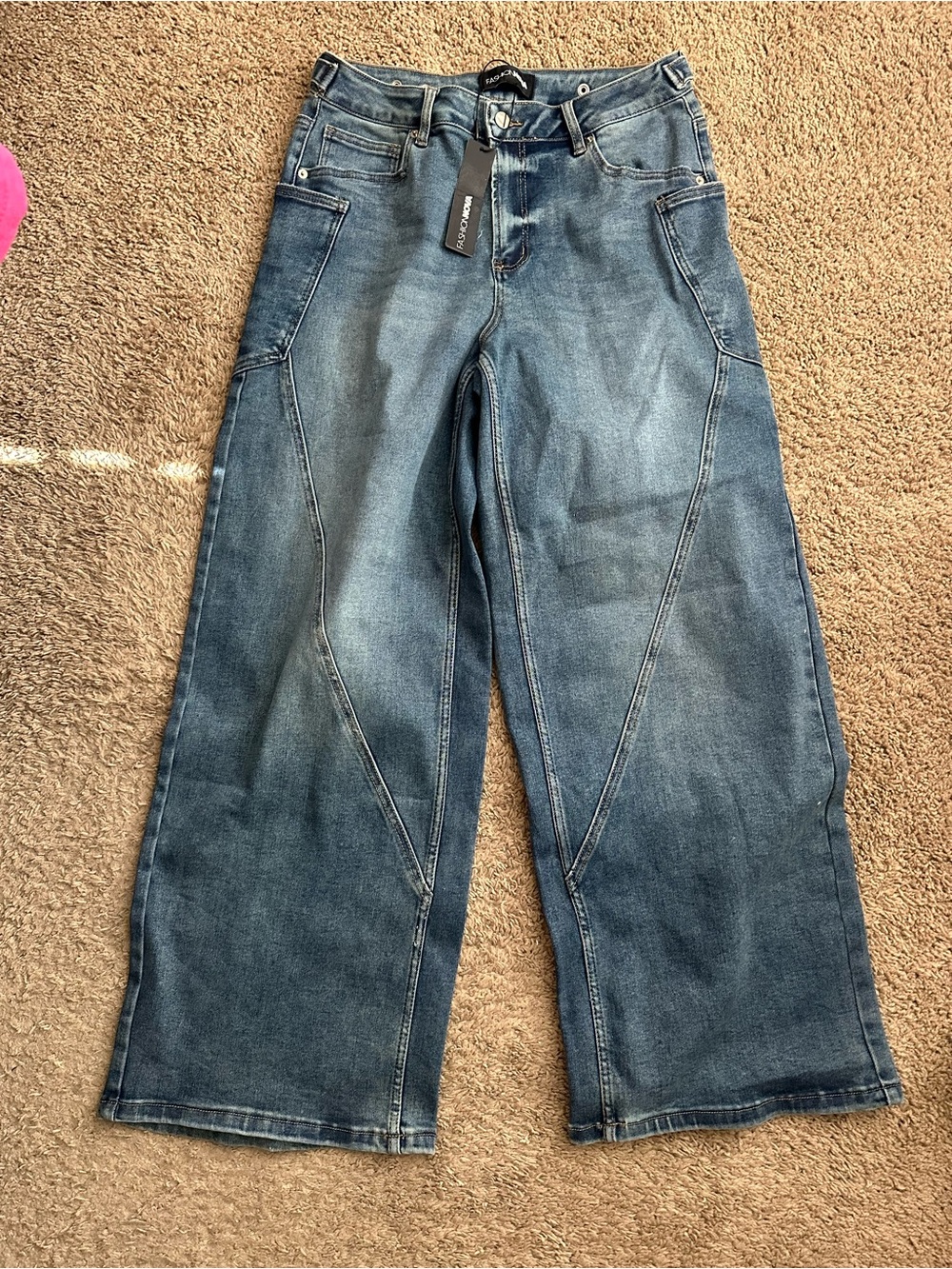Fashion Nova Relaxed Wide-Leg women’s Jeans in Blue Wash